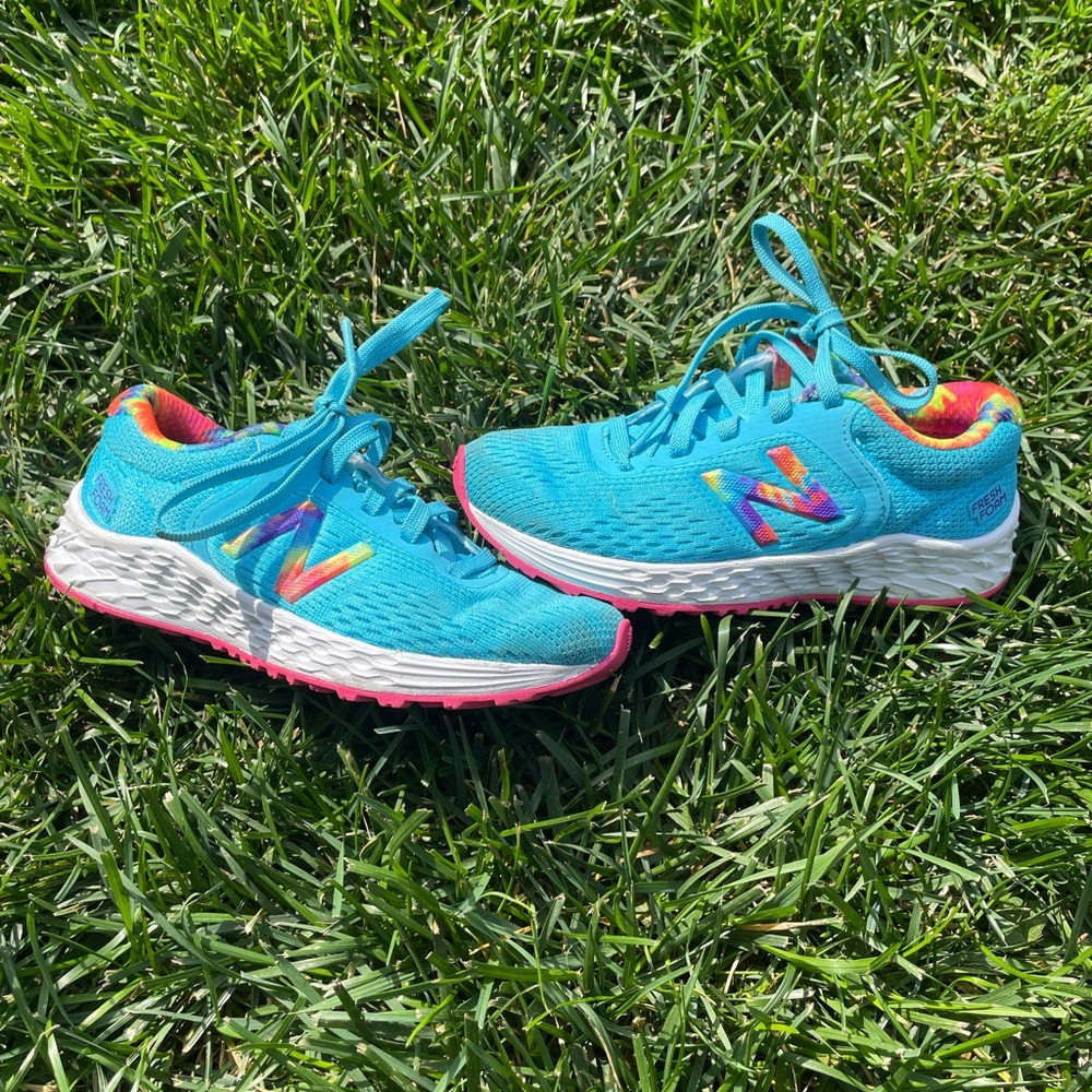 New Balance Kids' Turquoise and Pink Sneakers